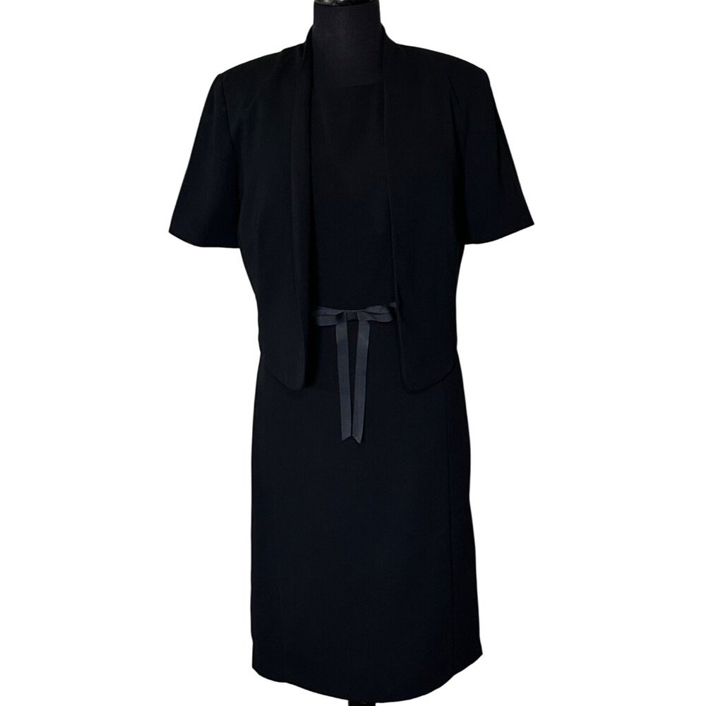 Women's Danny & Nicole Black w/Blue Lining Suit Jacket Dress Set Size 8-READ